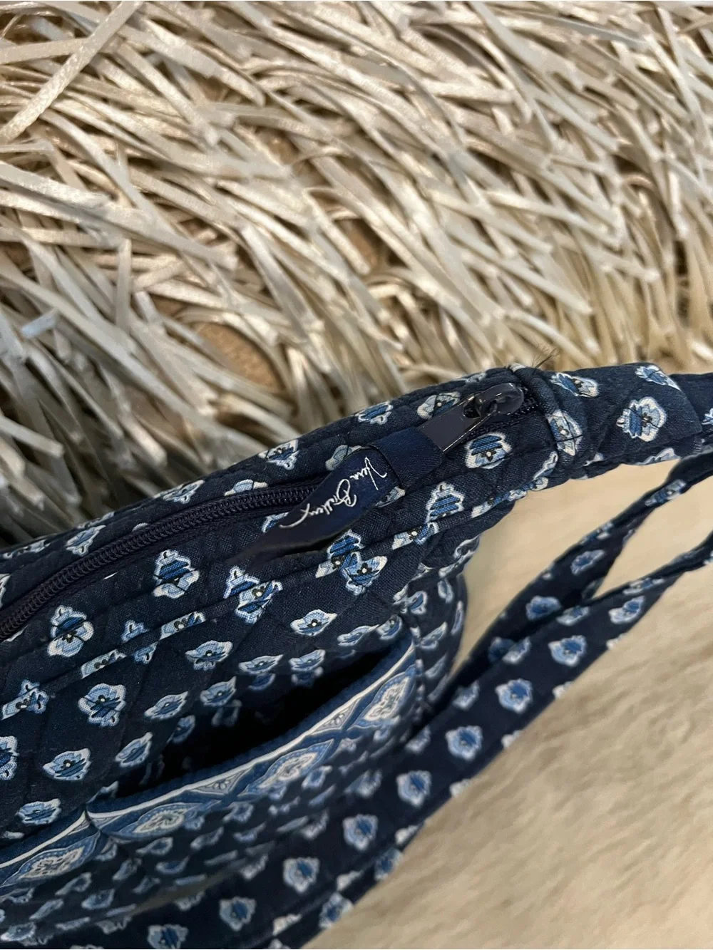 Vintage VERA BRADLEY Nantucket Navy 2005 Spectator Bag USA Blue White Y2K